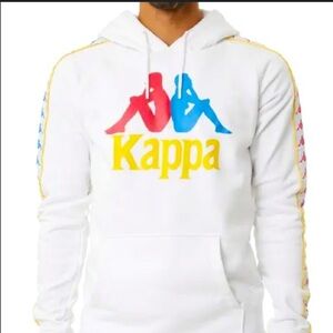 Kappa 222 Banda White Hoodie with Colorful Logo